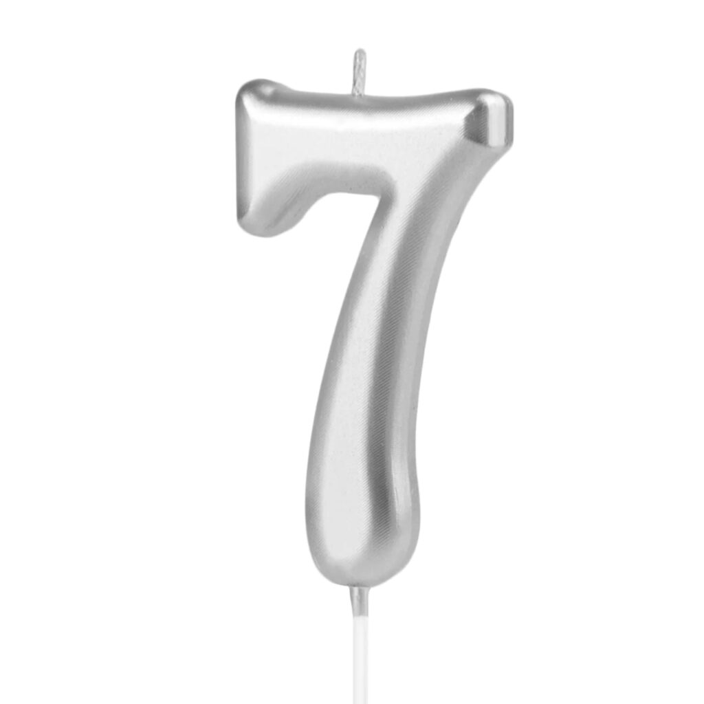Srebrna świeczka urodzinowa cyfra 7
