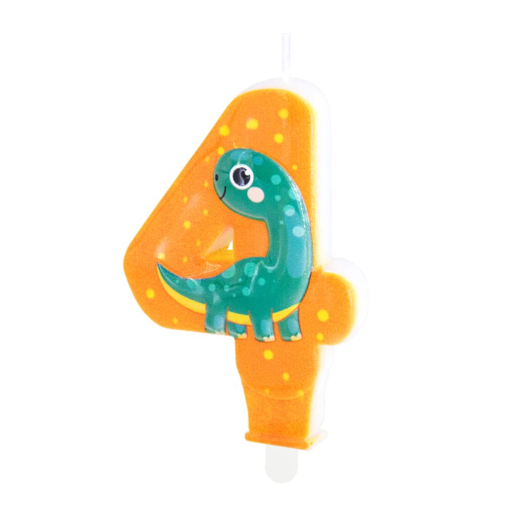 Świeczka na tort Dinozaur cyfra 4