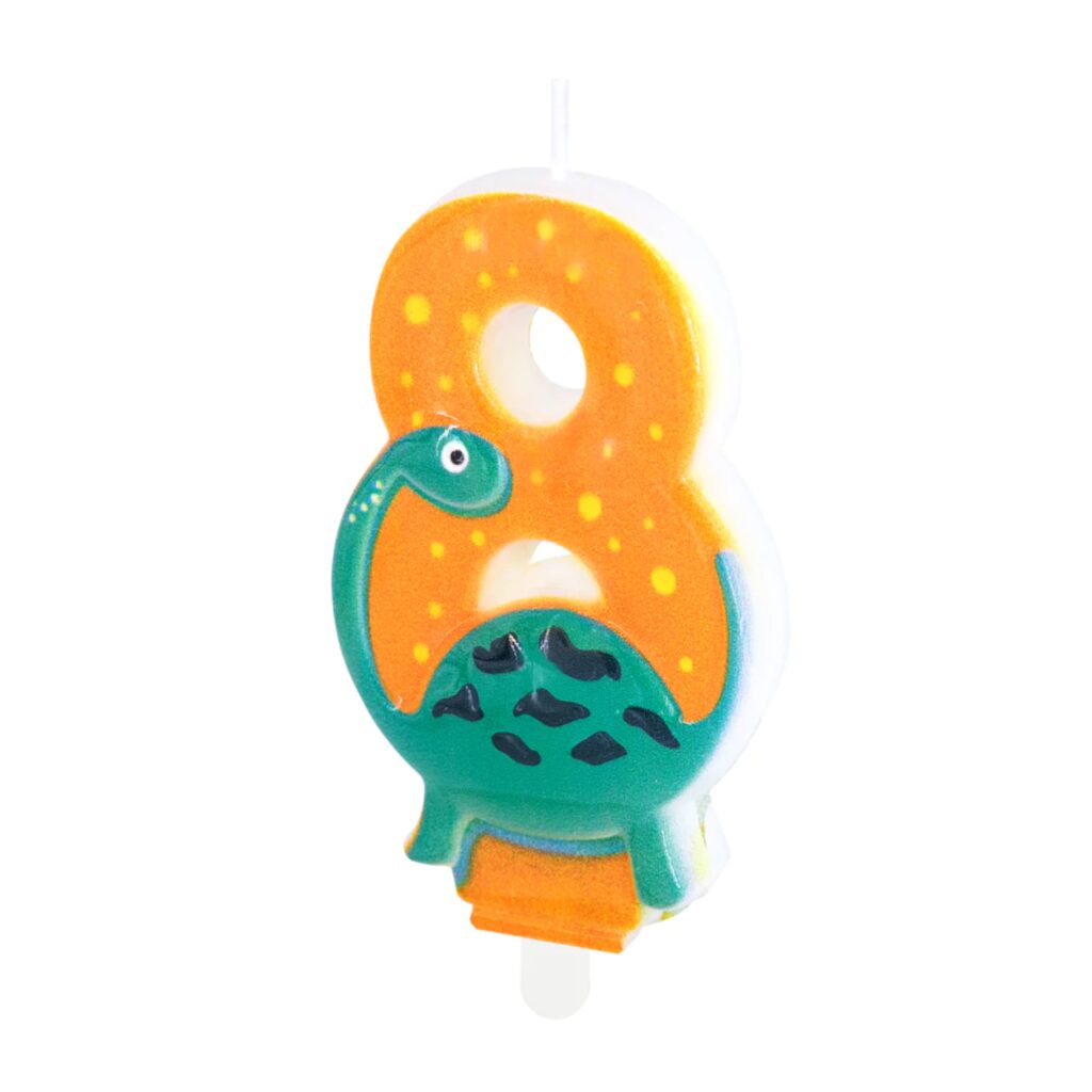 Świeczka na tort Dinozaur cyfra 8