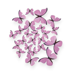 Fioletowe waflowe motylki na tort 23 sztuki