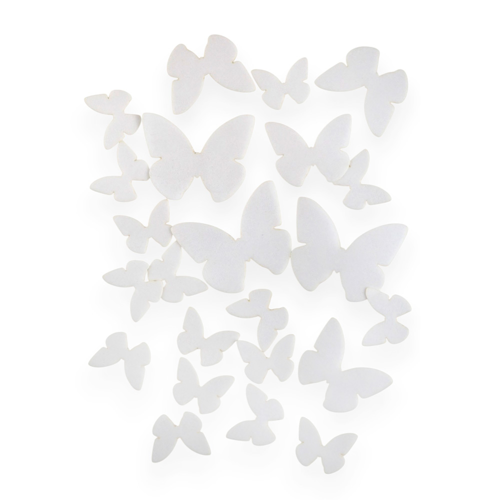 Białe waflowe motylki na tort 23 sztuki
