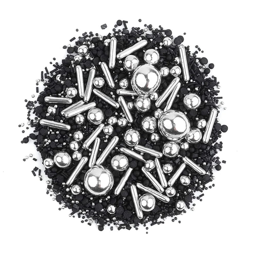 Posypka do ciast czarno-srebrna Sparkling Black Słodki Bufet
