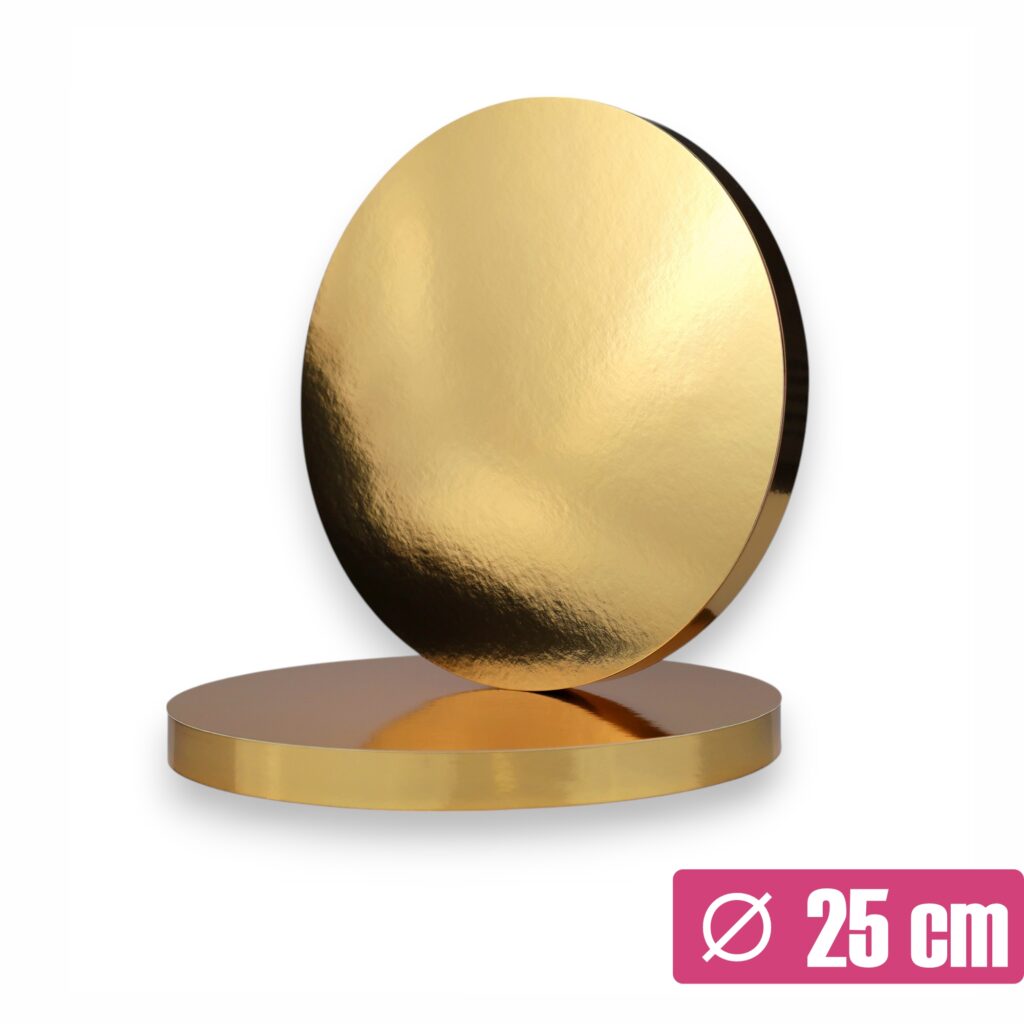 Złoty podkład pod tort 25 cm z oklejonym bokiem