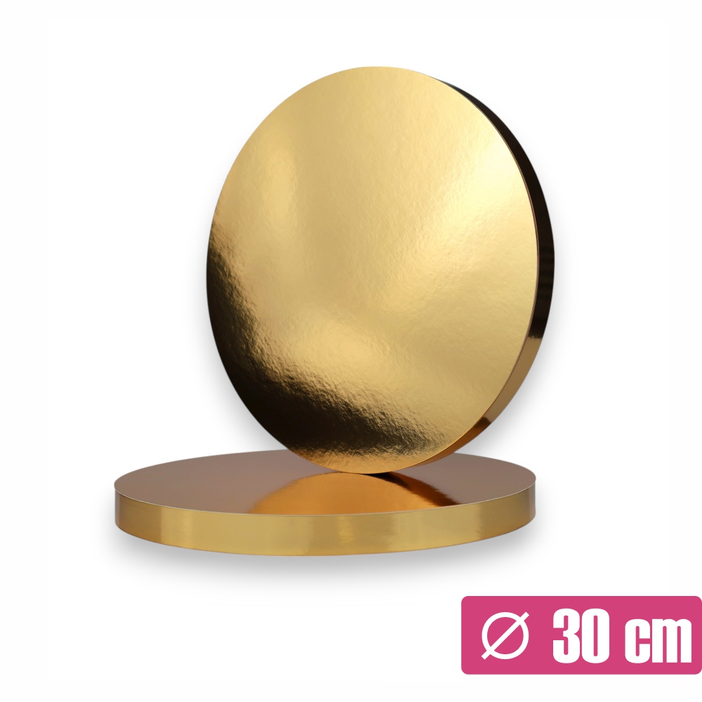 Złoty podkład pod tort 30 cm z oklejonym bokiem