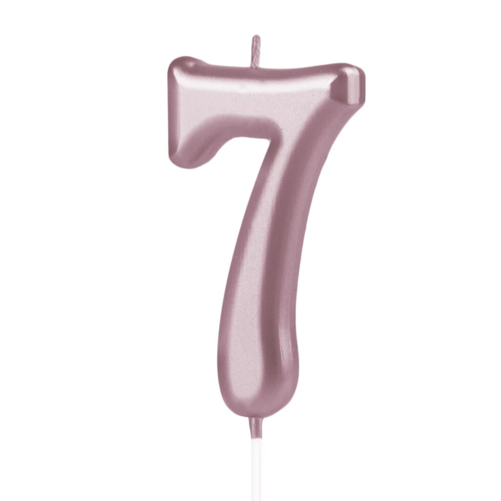 Świeczka urodzinowa w kolorze rose gold cyfra 7