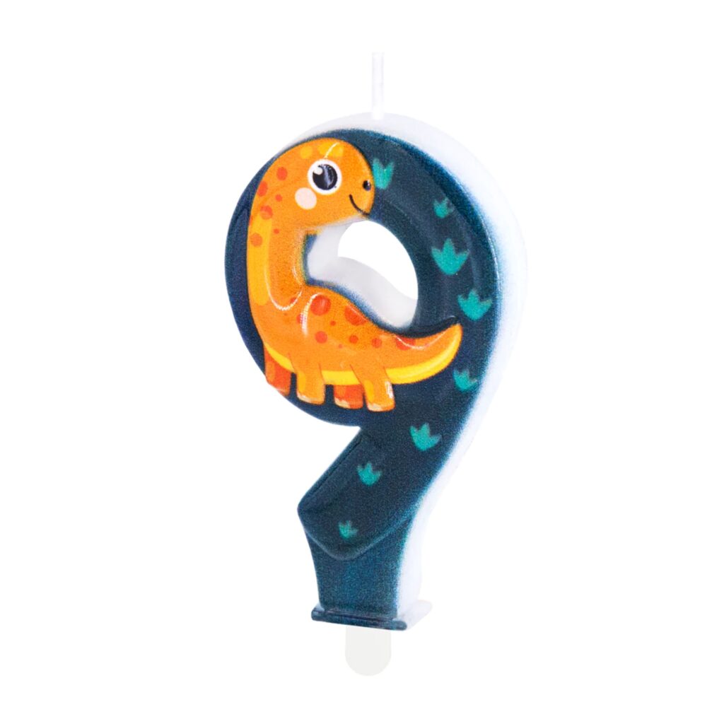 Świeczka na tort Dinozaur cyfra 9