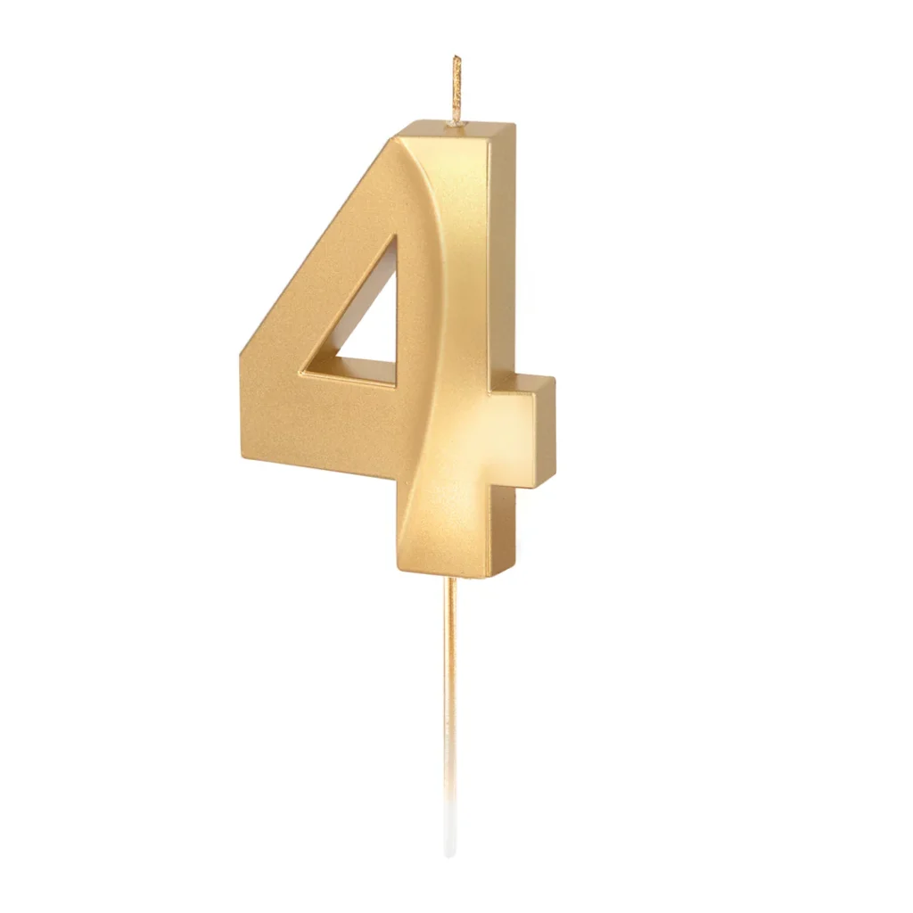 Świeczka złota metaliczna cyfra 4