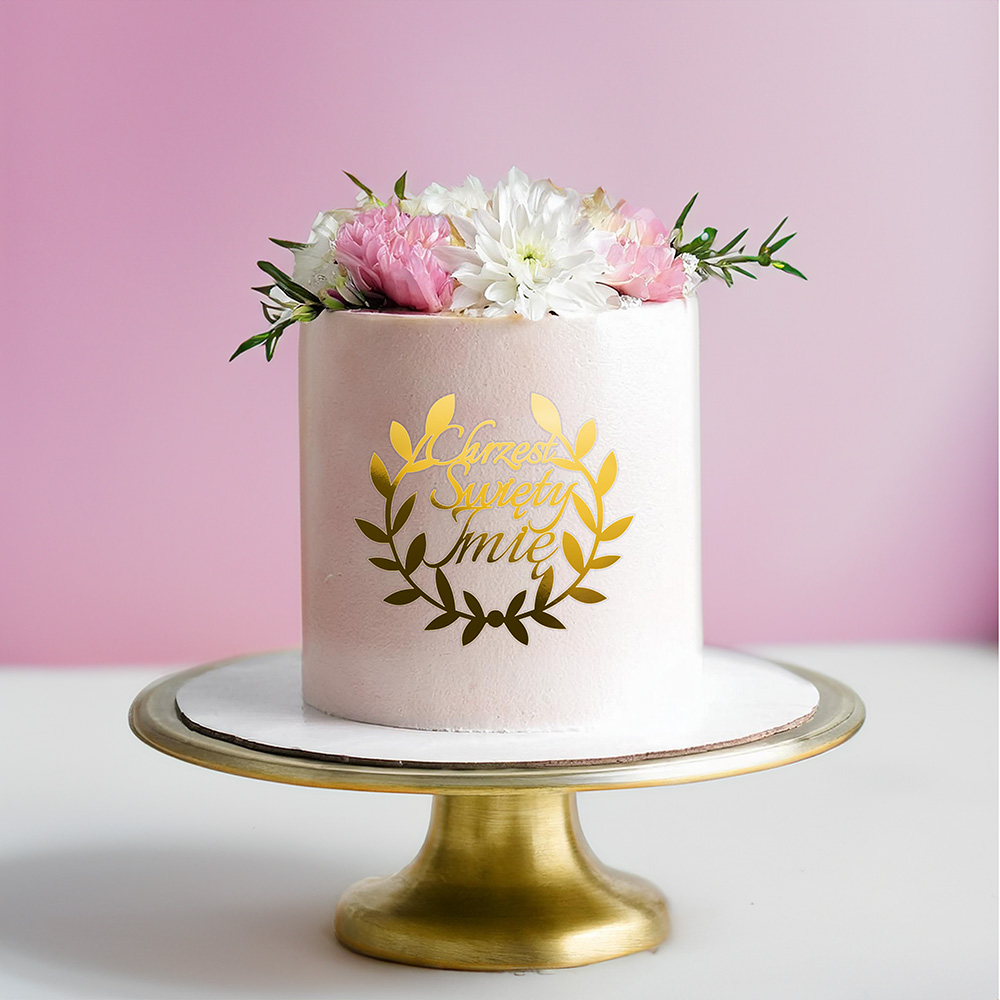 Topper chrzest z imieniem wianek