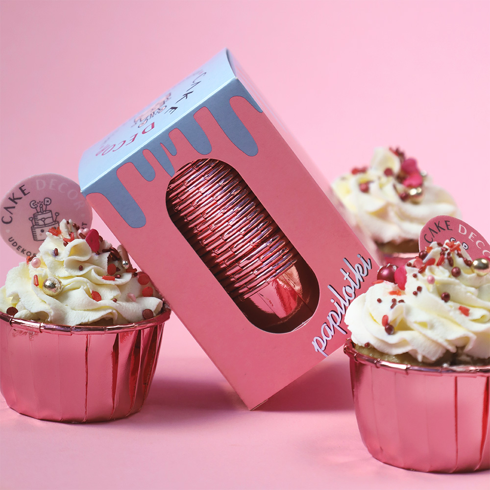 Papilotki na babeczki rosegold