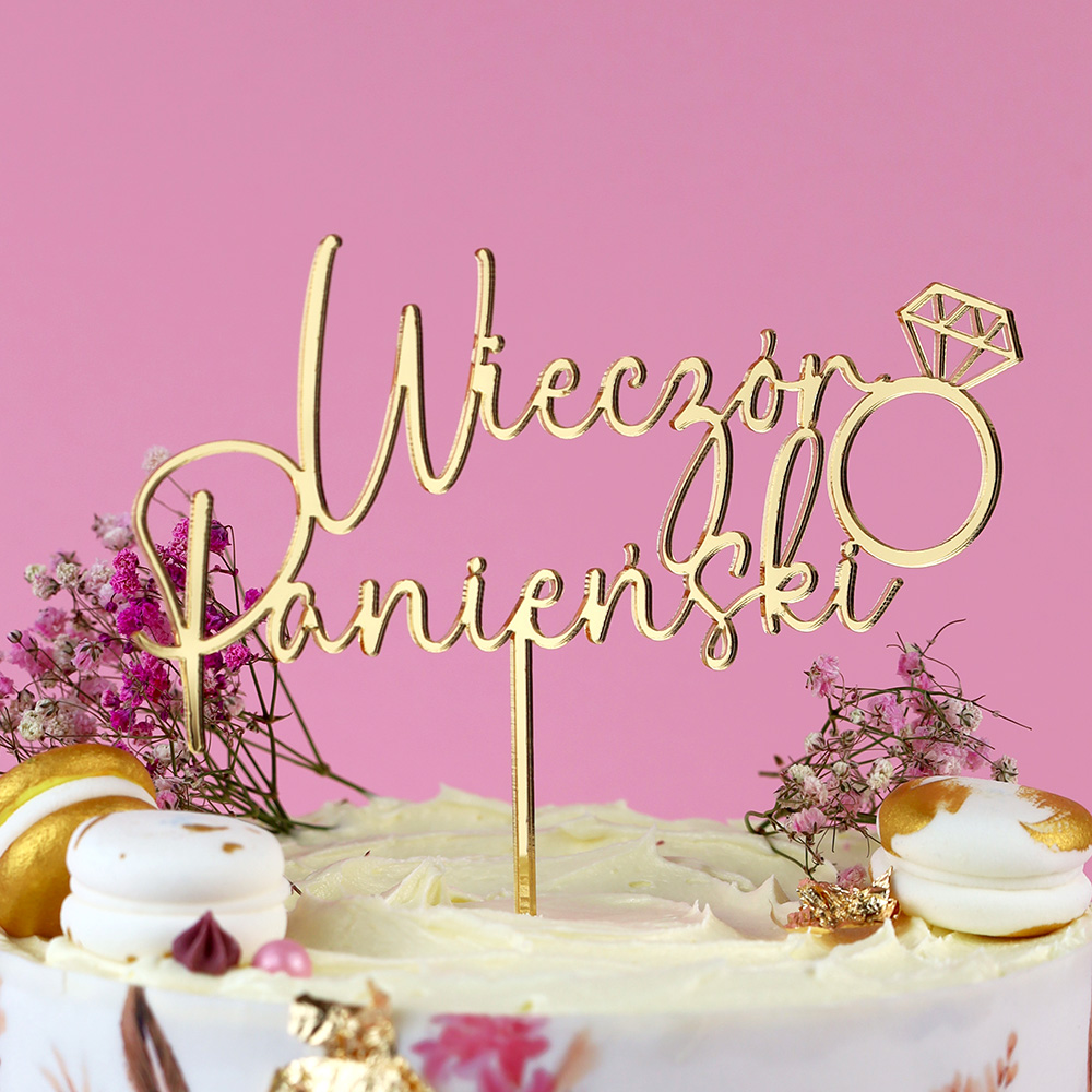 Napis na tort Wieczór Panieński z pierścionkiem