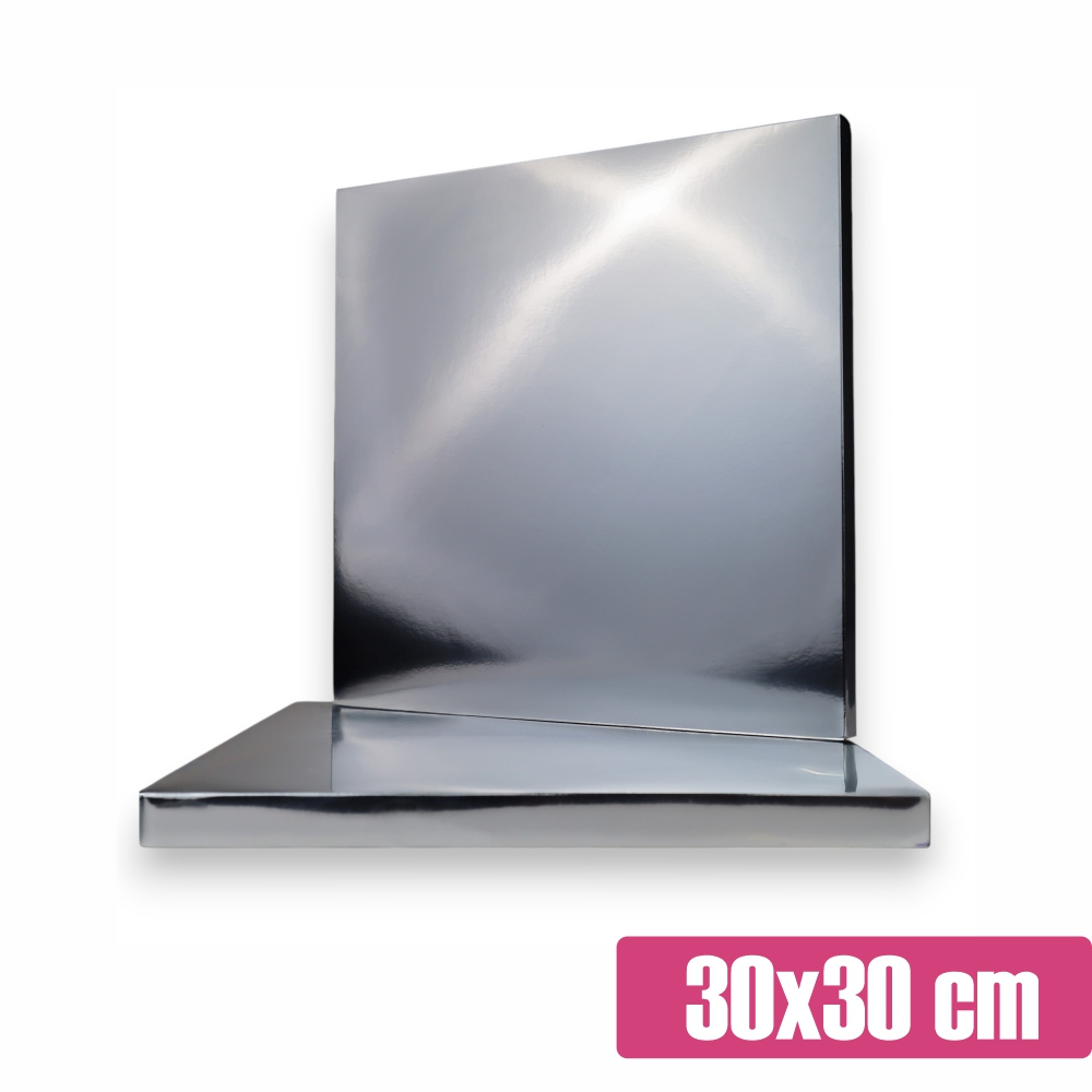 Kwadratowy podkład pod tort srebrny 30x30 cm