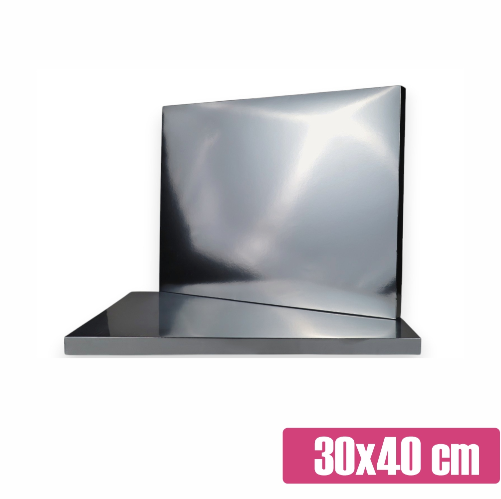 Prostokątny podkład pod tort srebrny 30x40 cm