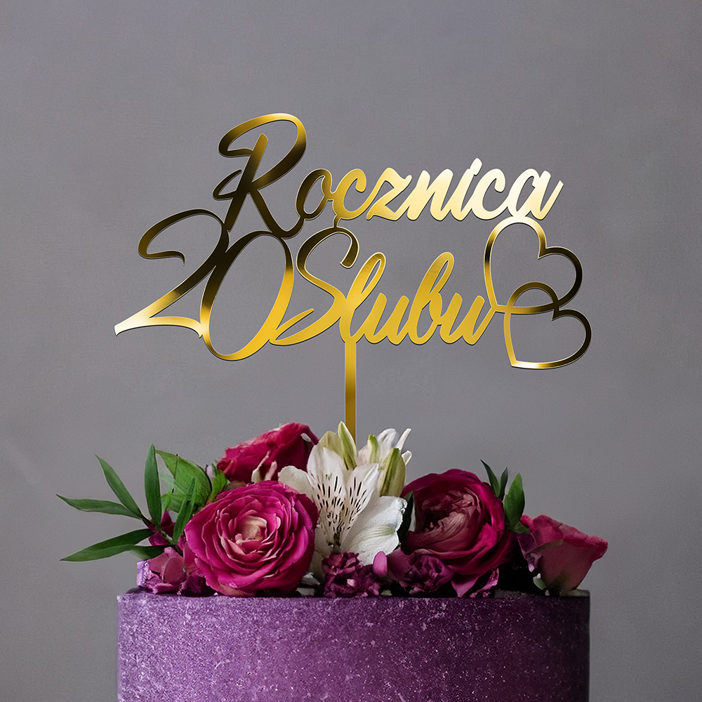 Topper Rocznica ślubu z serduszkami