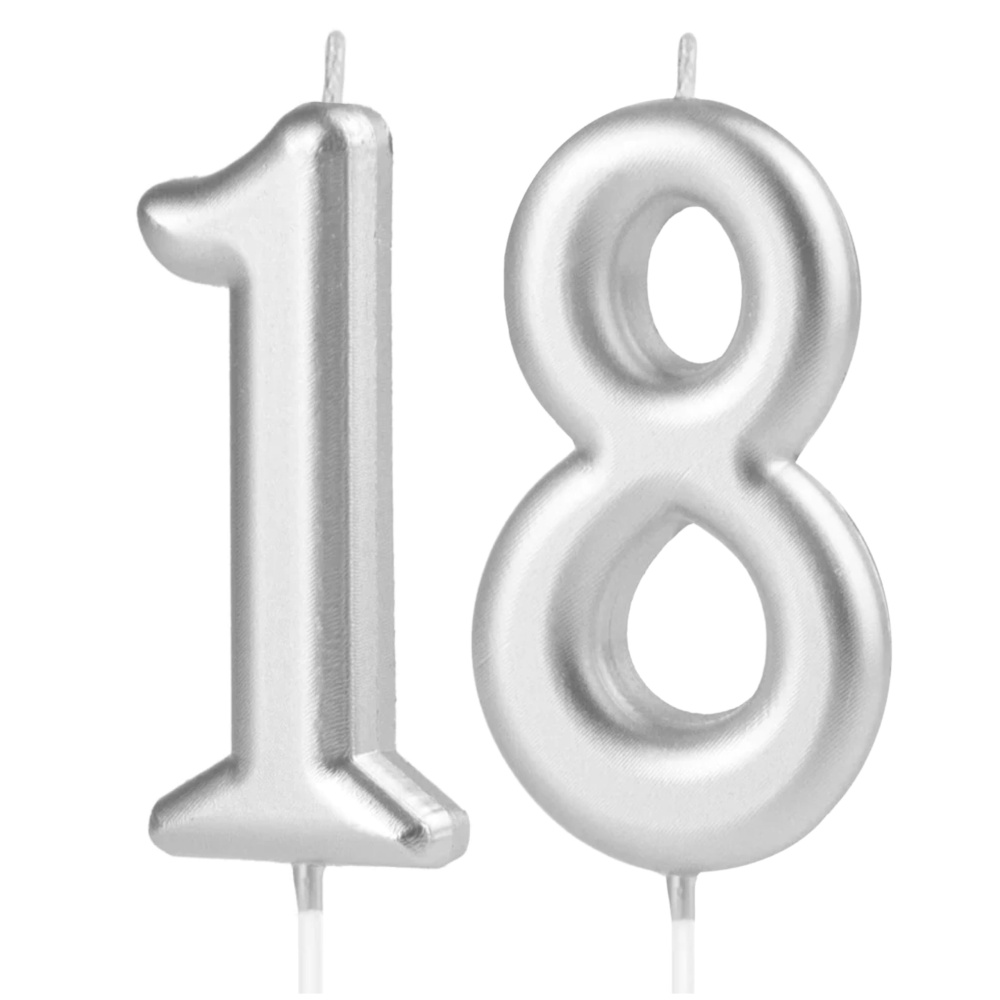 ŚWIECZKI NA TORT 18 OSIEMNATKA SREBRNA
