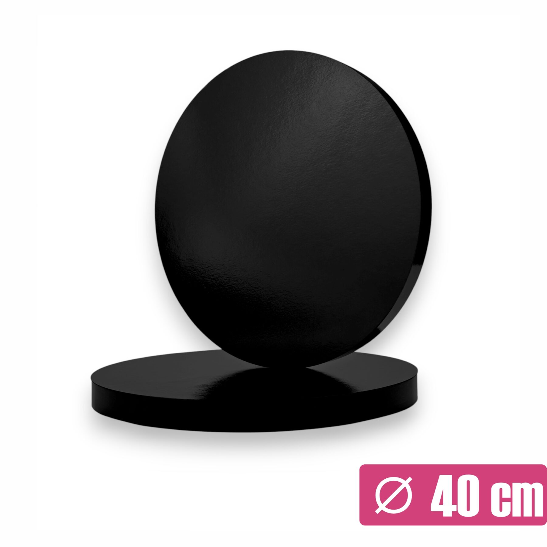 Czarny podkład pod tort 40 cm z oklejonym bokiem