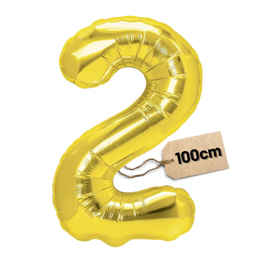 Złoty balon cyfra 2