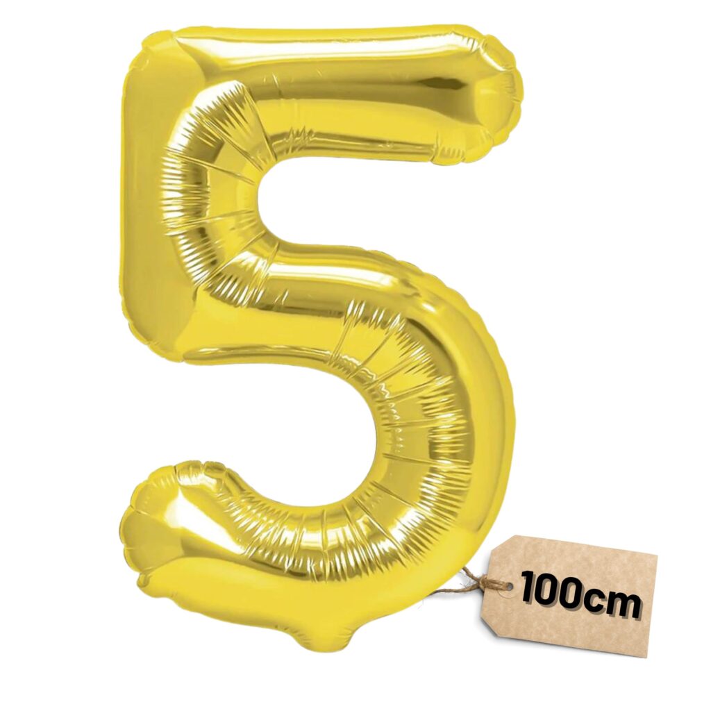 Złoty balon cyfra 5