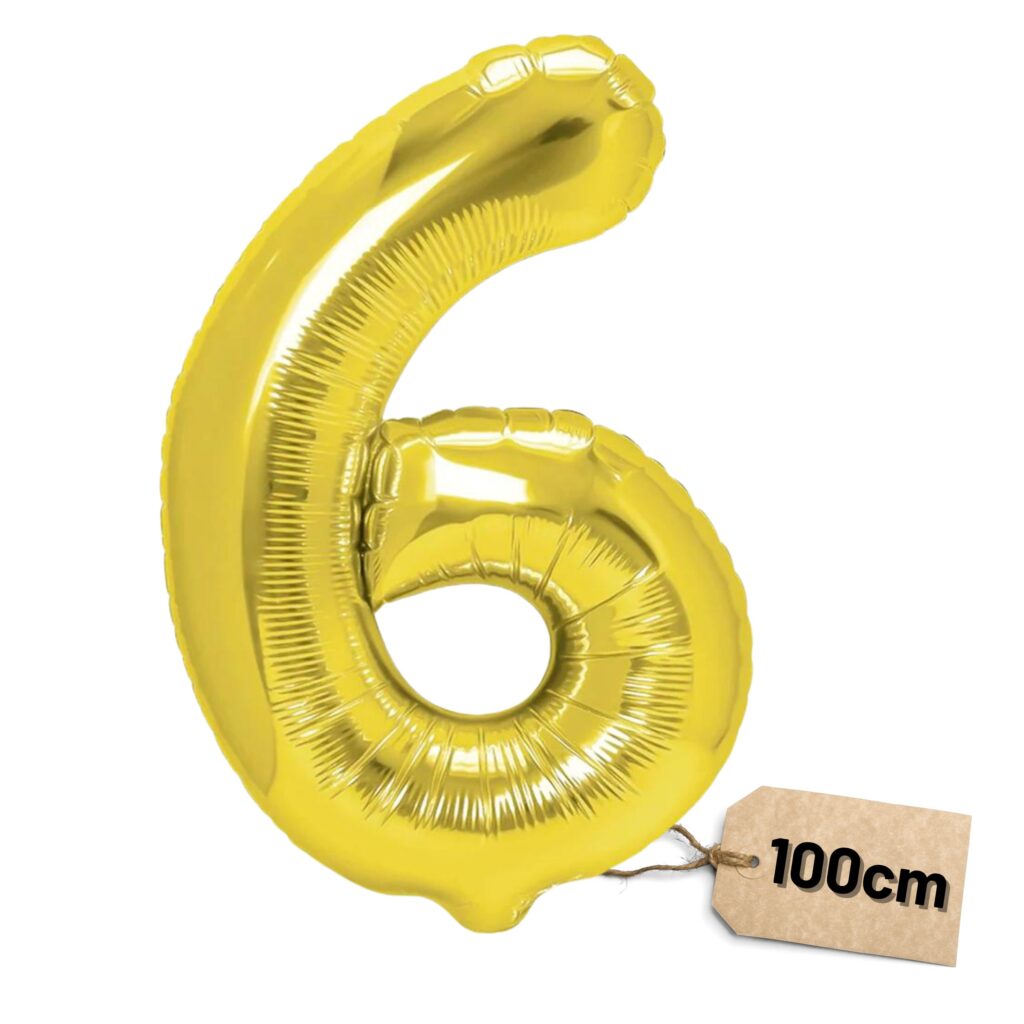 Złoty balon cyfra 6