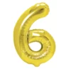 Złoty balon cyfra 6