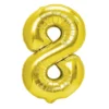 Złoty balon cyfra 8