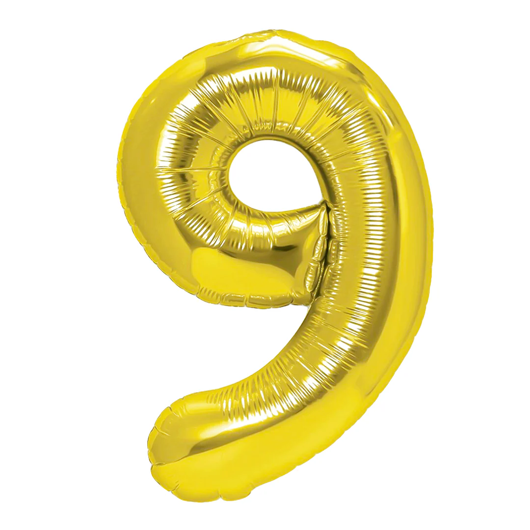 Złoty balon cyfra 9