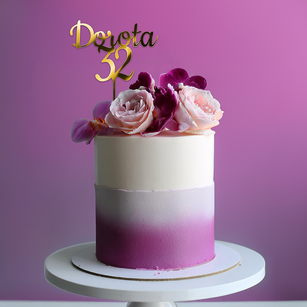 Topper na tort urodzinowy Imię+wiek