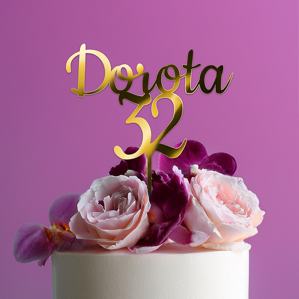 Topper na tort urodzinowy Imię+wiek