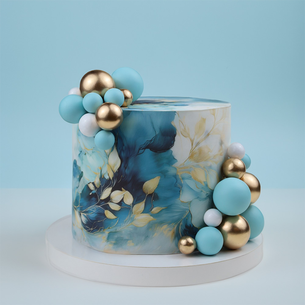 Opłatek na tort niebieski marmur