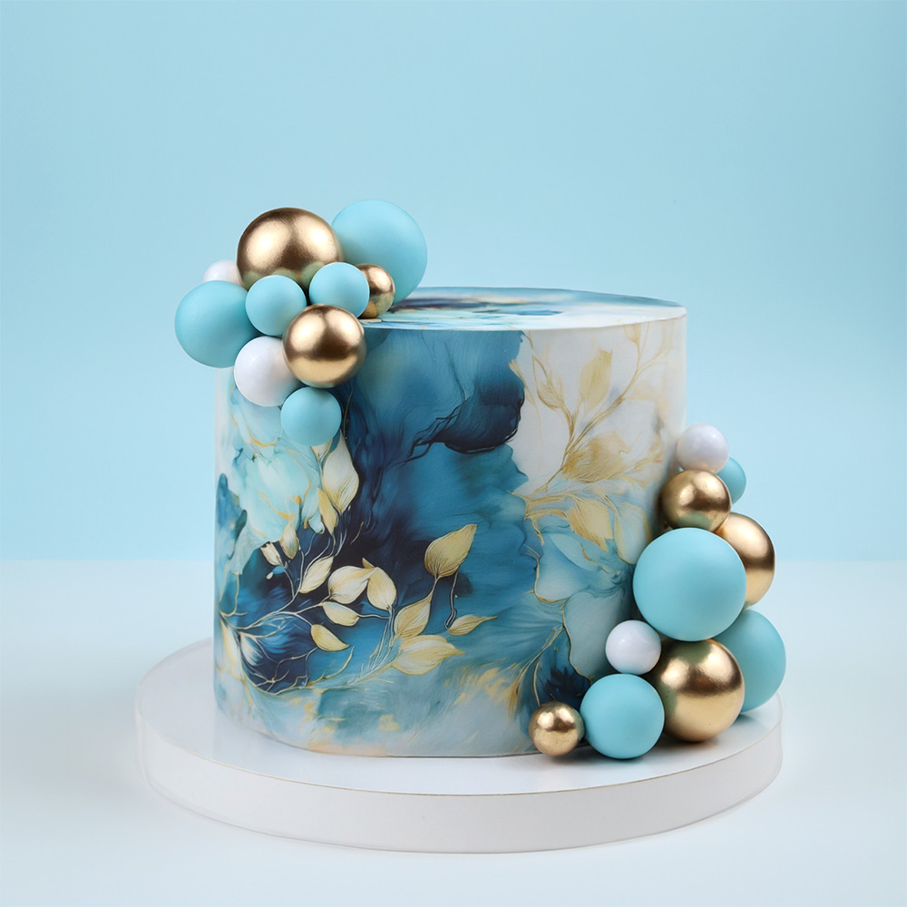 Opłatek na tort niebieski marmur