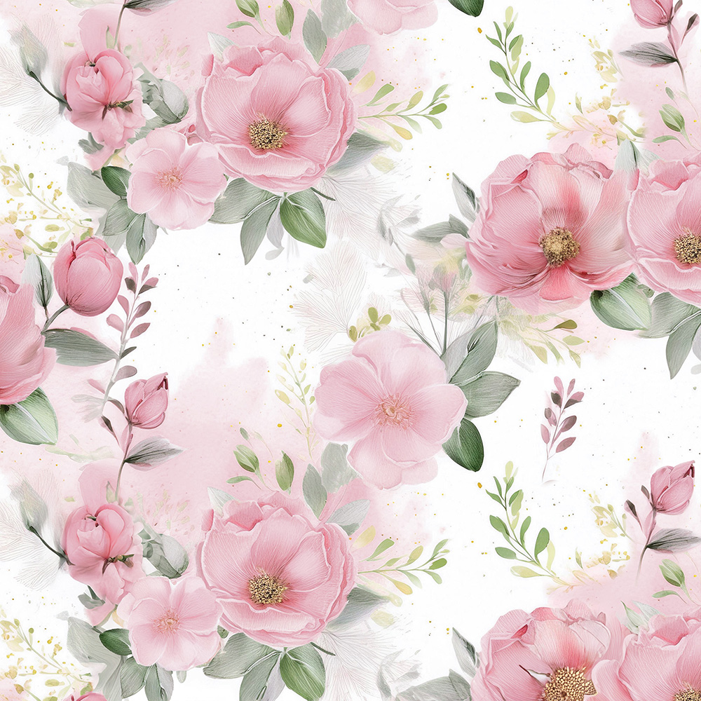 Biały opłatek na tort w kwiaty