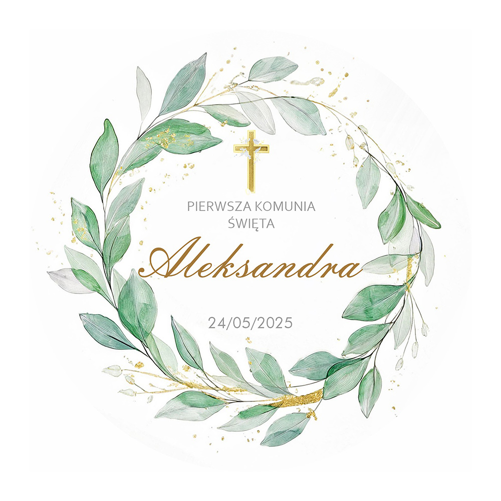 Opłatek na tort komunijny z imieniem