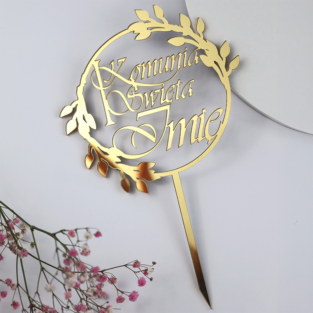 Komunia Święta + Imię dekor na tort