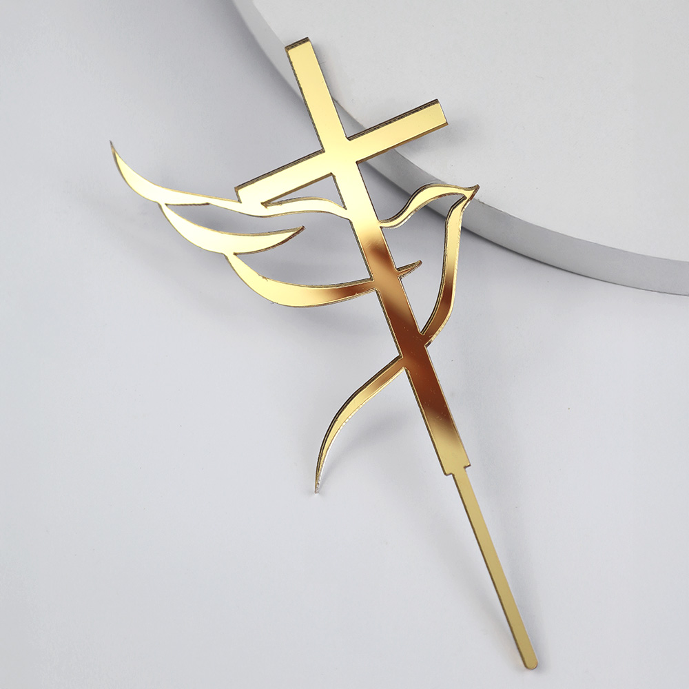 Dekoracja na tort krzyż z gołębiem