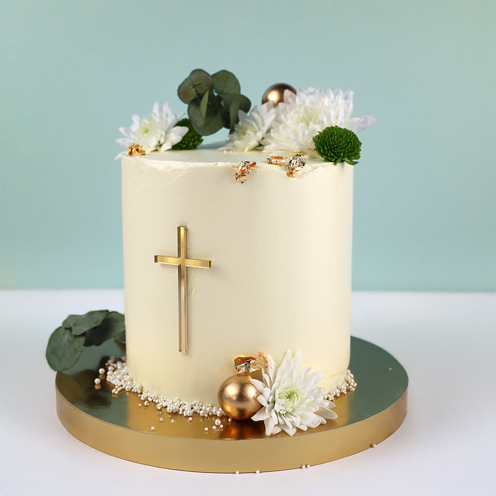 Topper komunijny złoty krzyż