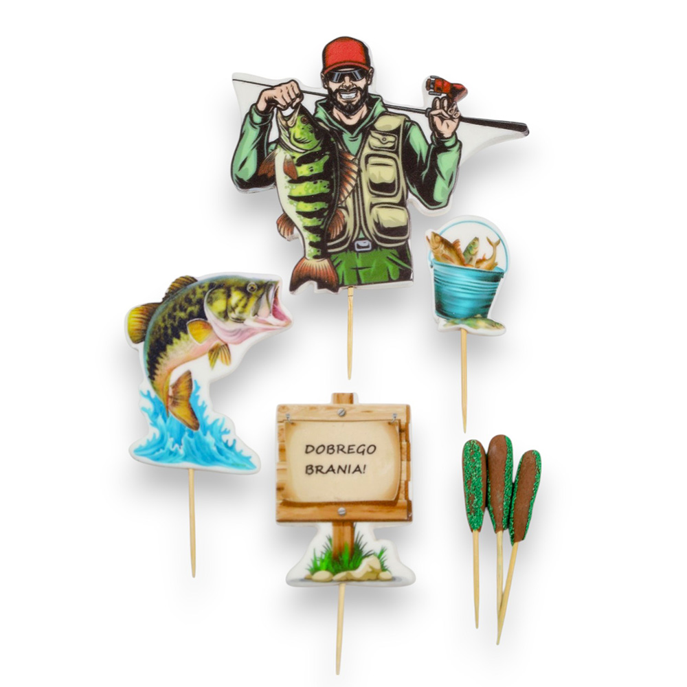 Zestaw figurek cukrowych wędkarz
