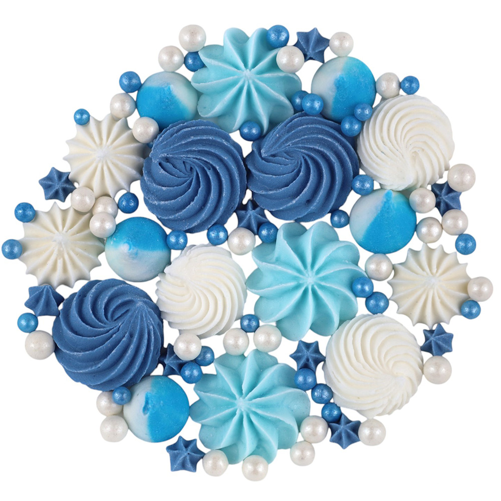 Mini bezy na tort niebieskie zestaw