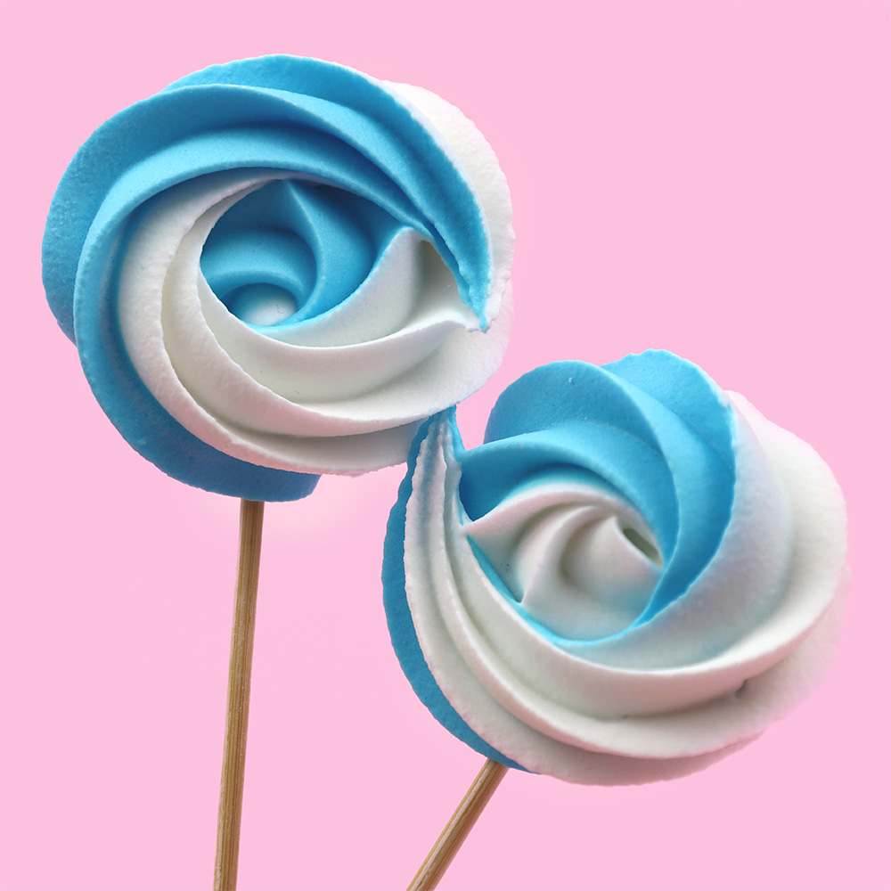 Niebiesko-białe bezowe lizaki cukrowe zestaw 12 sztuk