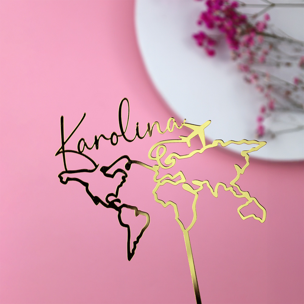 Dekoracja tortu topper mapa z imieniem