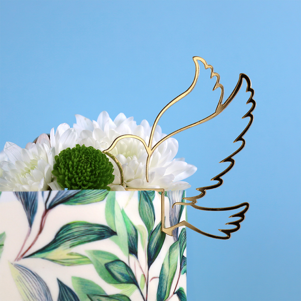 Oryginalny złoty topper gołąb na bok tortu