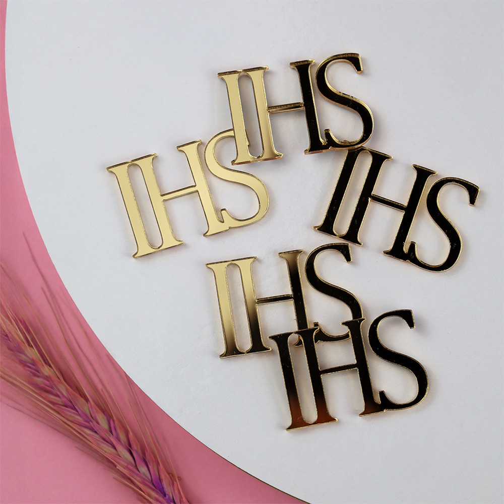 Złote mini toppery IHS 5 sztuk