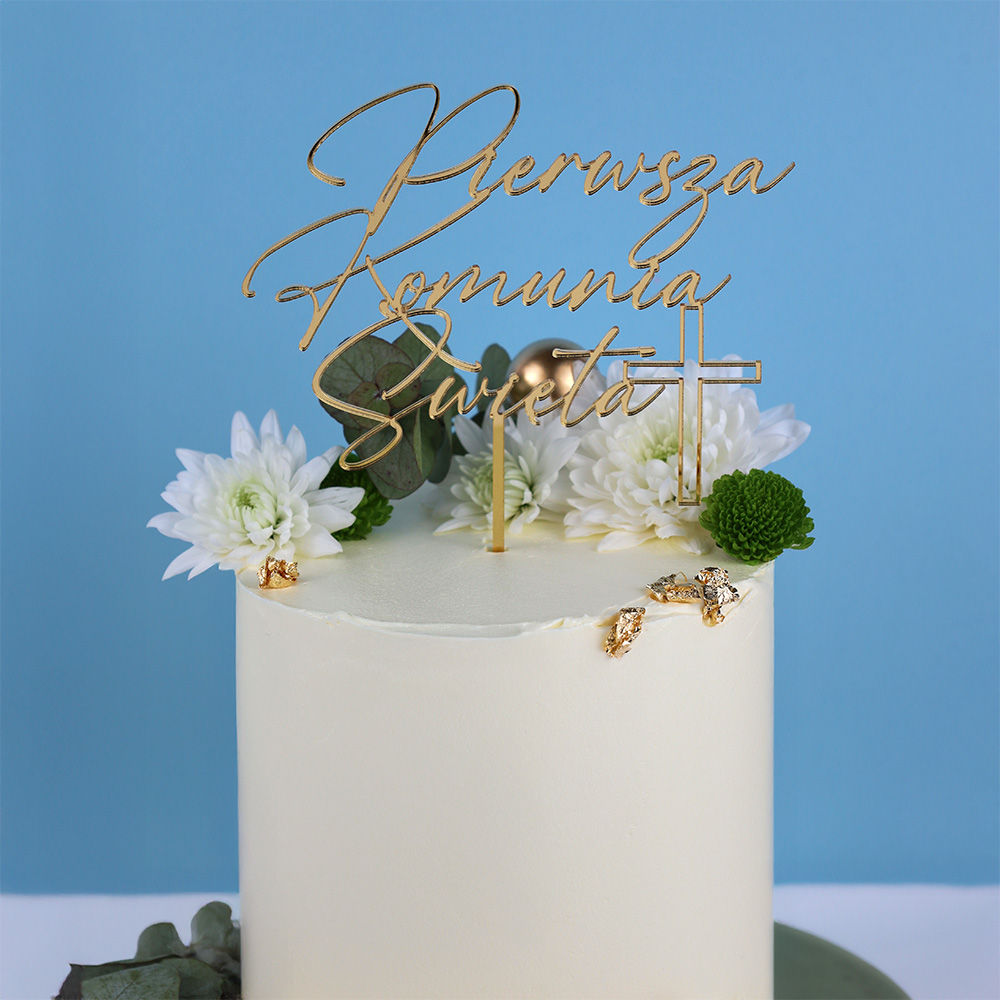Napis 1 komunia święta na tort