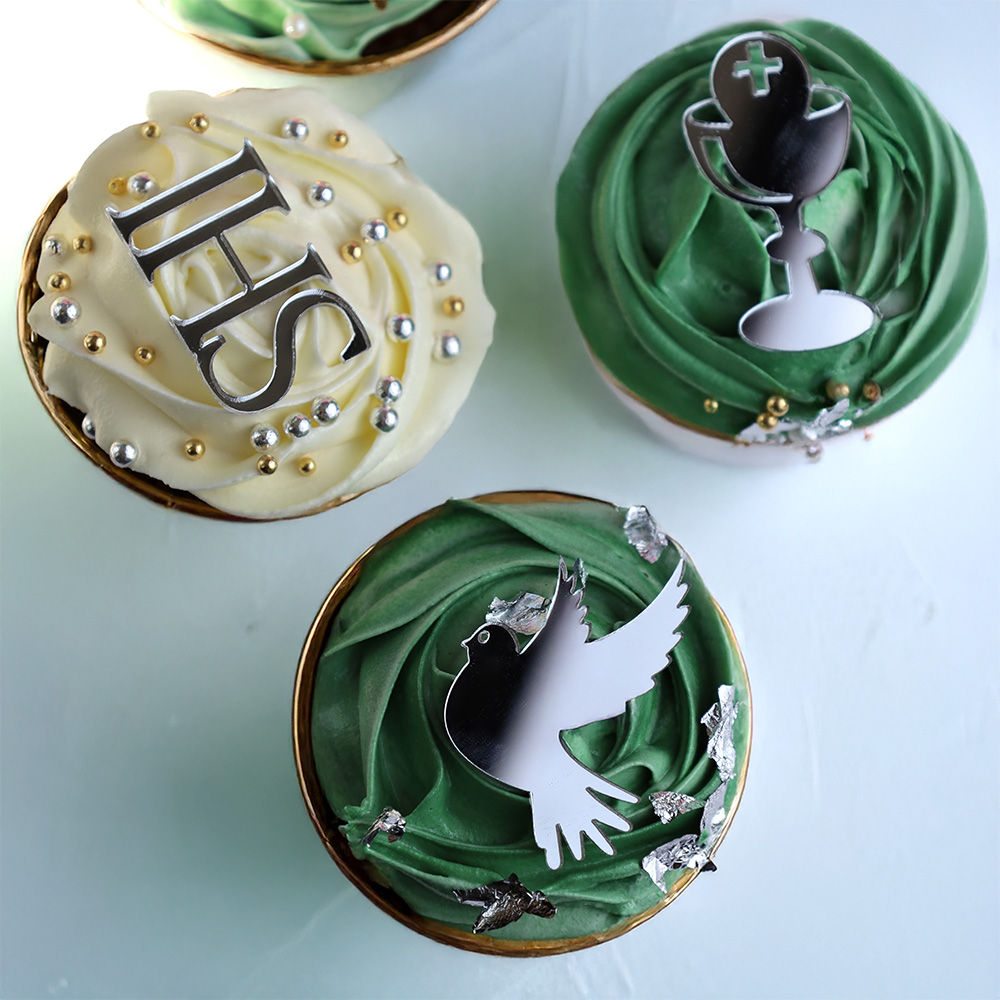 Srebrne mini toppery IHS