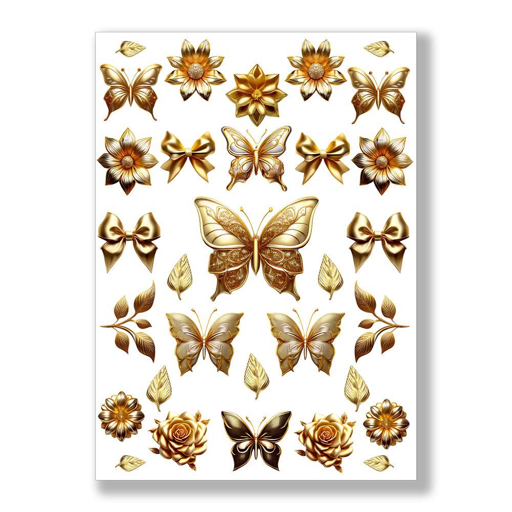 Złote motylki do dekoracji tortu