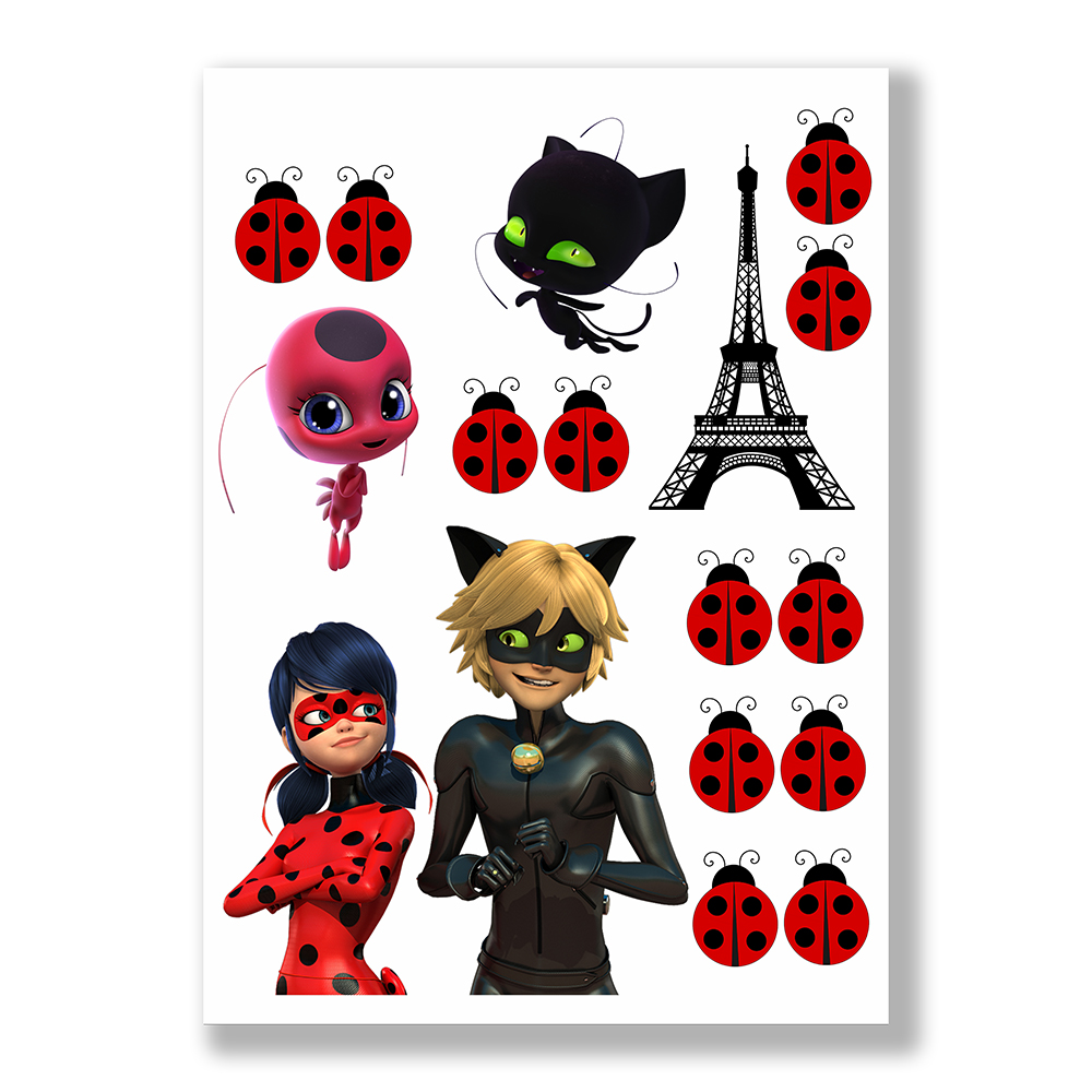 Opłatek na tort Miraculum Biedronka i Czarny kot