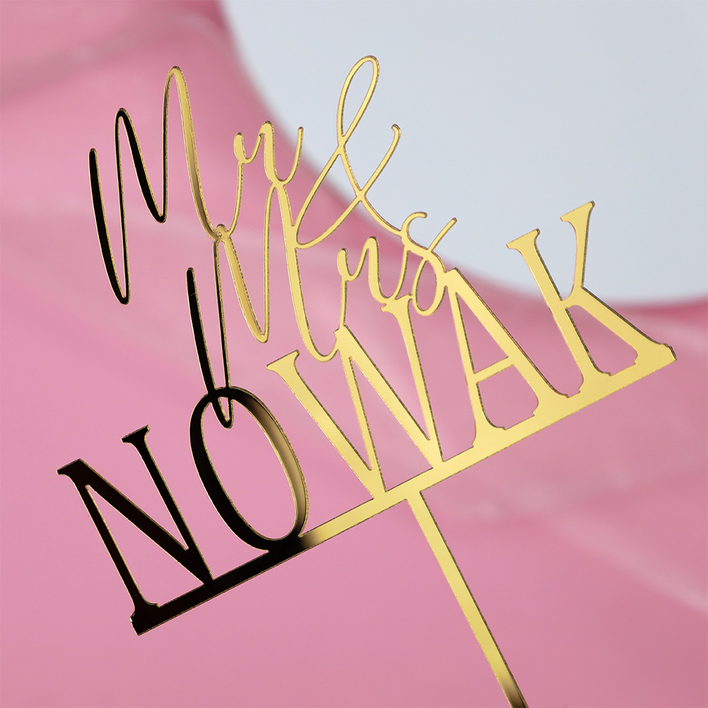 Mr & Mrs topper ślubny z nazwiskiem