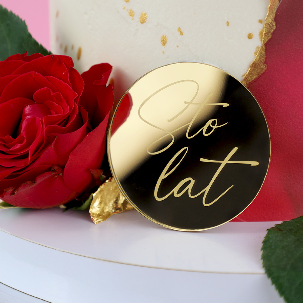 Okrągły dekor na bok tortu Sto Lat