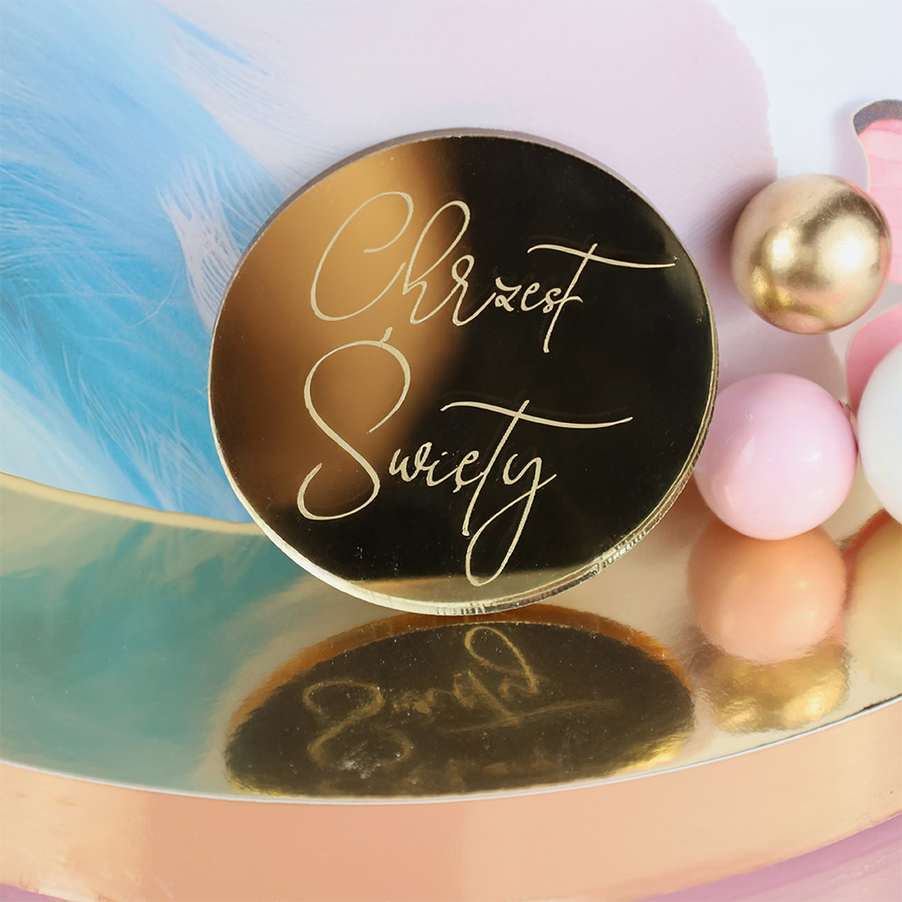 Okrągły dekor na bok tortu Chrzest Święty