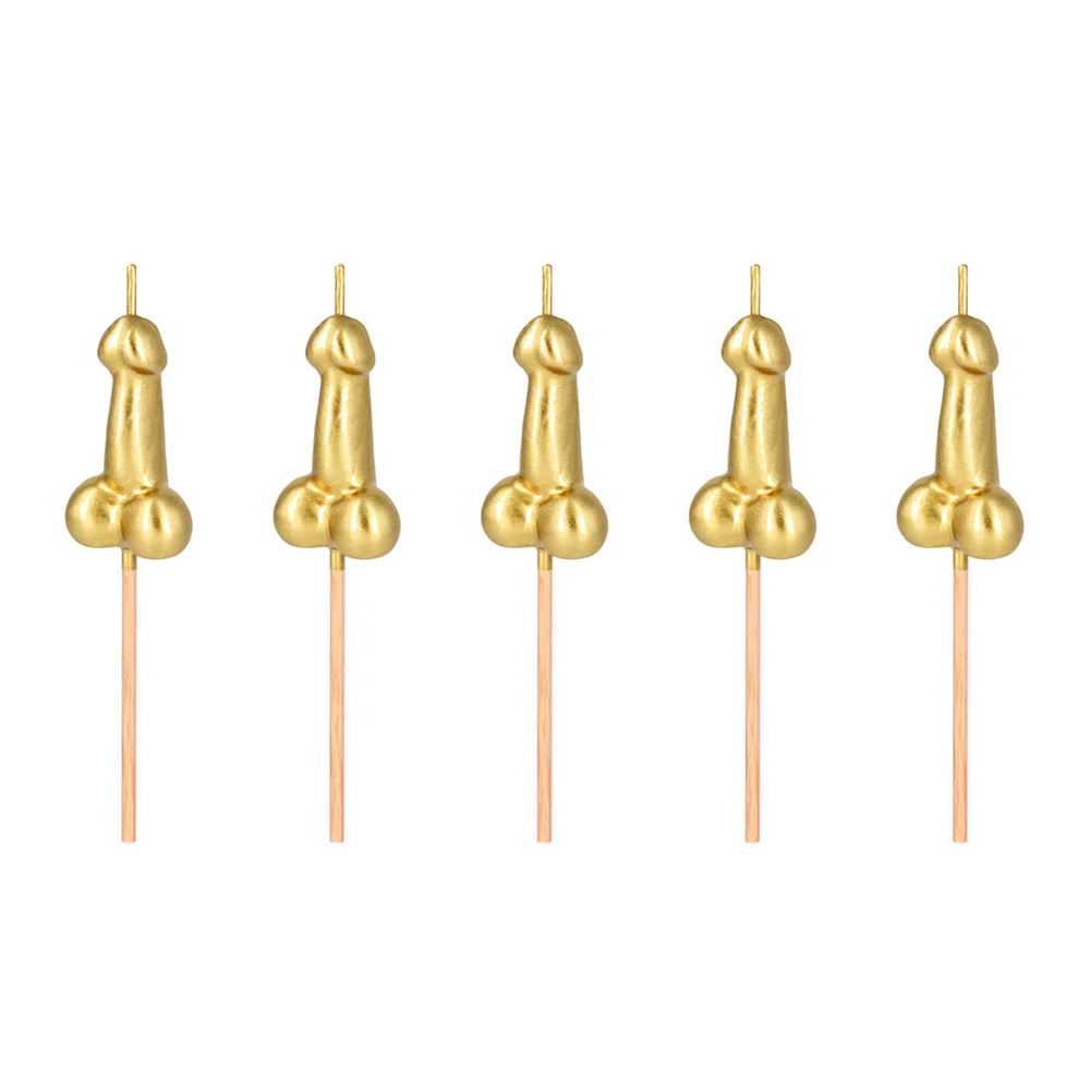 Złote świeczki na tort penisy 5 sztuk