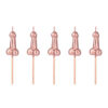 Świeczki na tort penisy rose gold 5 sztuk