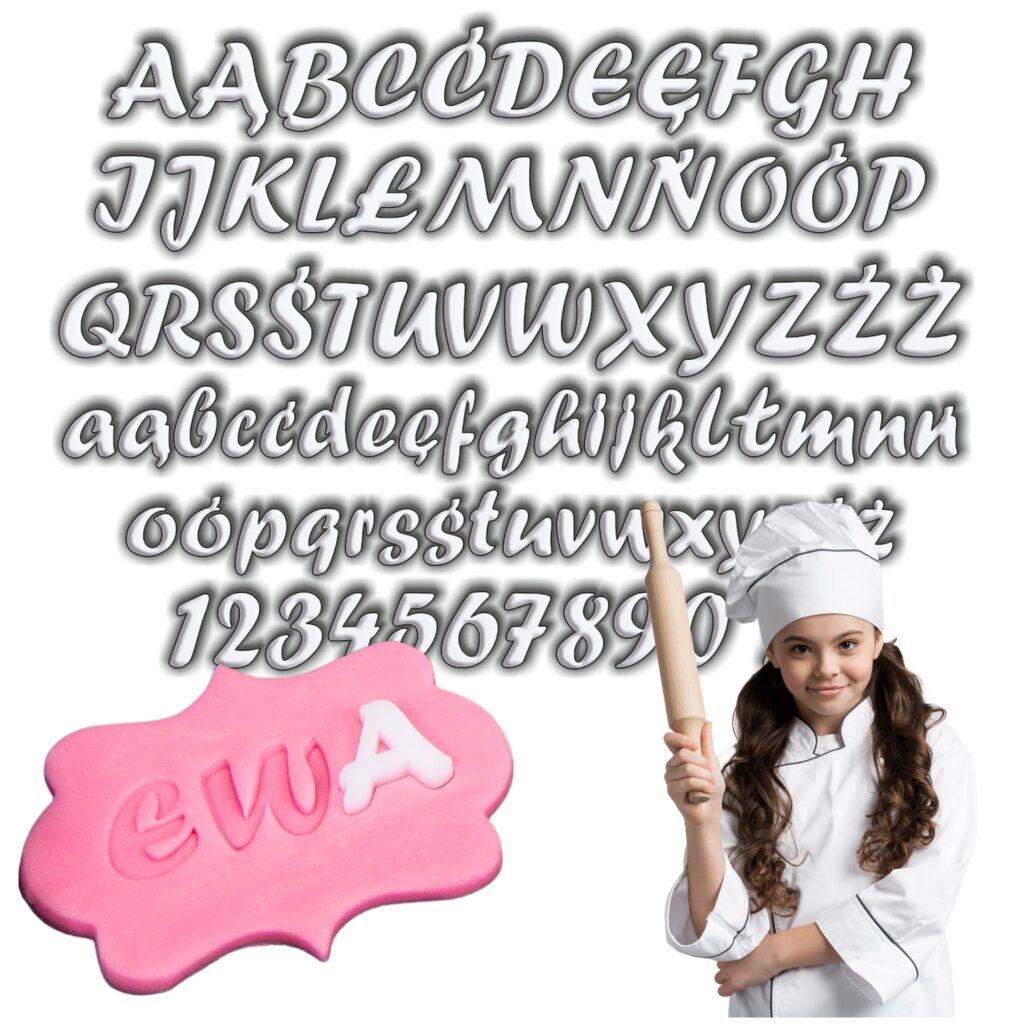 Alfabet do odciskania w masie cukrowej Wzór 1 XL